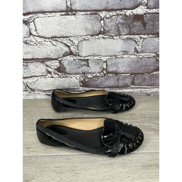 Kate Spade Black Patent Leather Slip On Bow Ballet Flats Shoes Women 6M US/36EU - Picture 13 of 16